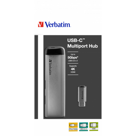 Hub USB Verbatim 49140 USB-C - 2x USB 3.2 gen 1 + 1x HDMI Gri
