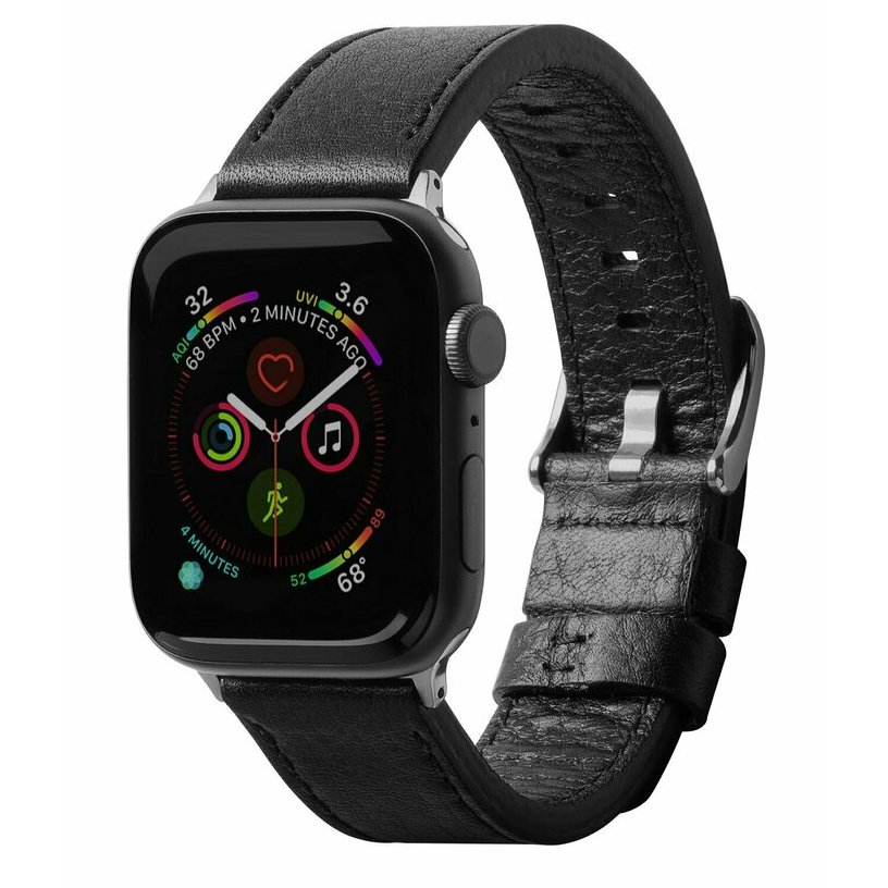 Curea din piele Leather One Classic Band Negru pentru Apple Watch 42mm / 44mm