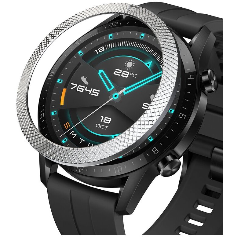 Rama ornamentala otel inoxidabil Argintiu pentru Huawei Watch GT 2 46mm