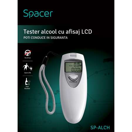 Alcool Tester Spacer SP-ALCH Ecran LCD Digital Oprire Automata Alb