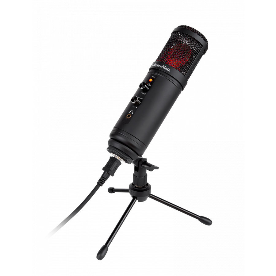 Microfon Gaming / Vlogging Warrior GV-100 Stand Tripod  Iluminare LED Port USB Negru Microfoane