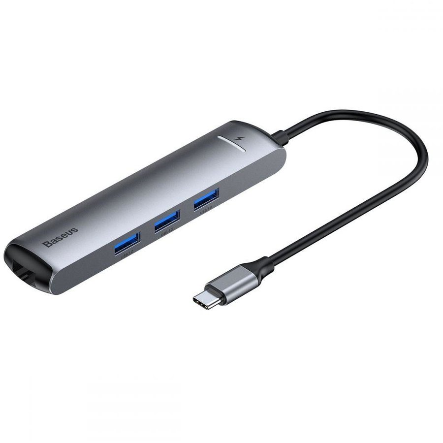 Adaptor HUB aluminiu 6-in-1 USB Type-C - 1x USB Type-C 3x USB 3.0 1x HDMI 1x LAN