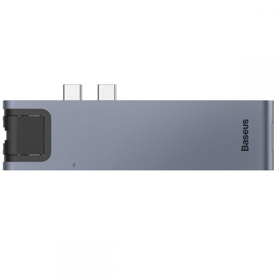 Adaptor HUB aluminiu 7-in-1 Dual USB Type-C - 1x USB Type-C 2x USB 3.0 1x HDMI 1x LAN 1x MicroSD 1x SD
