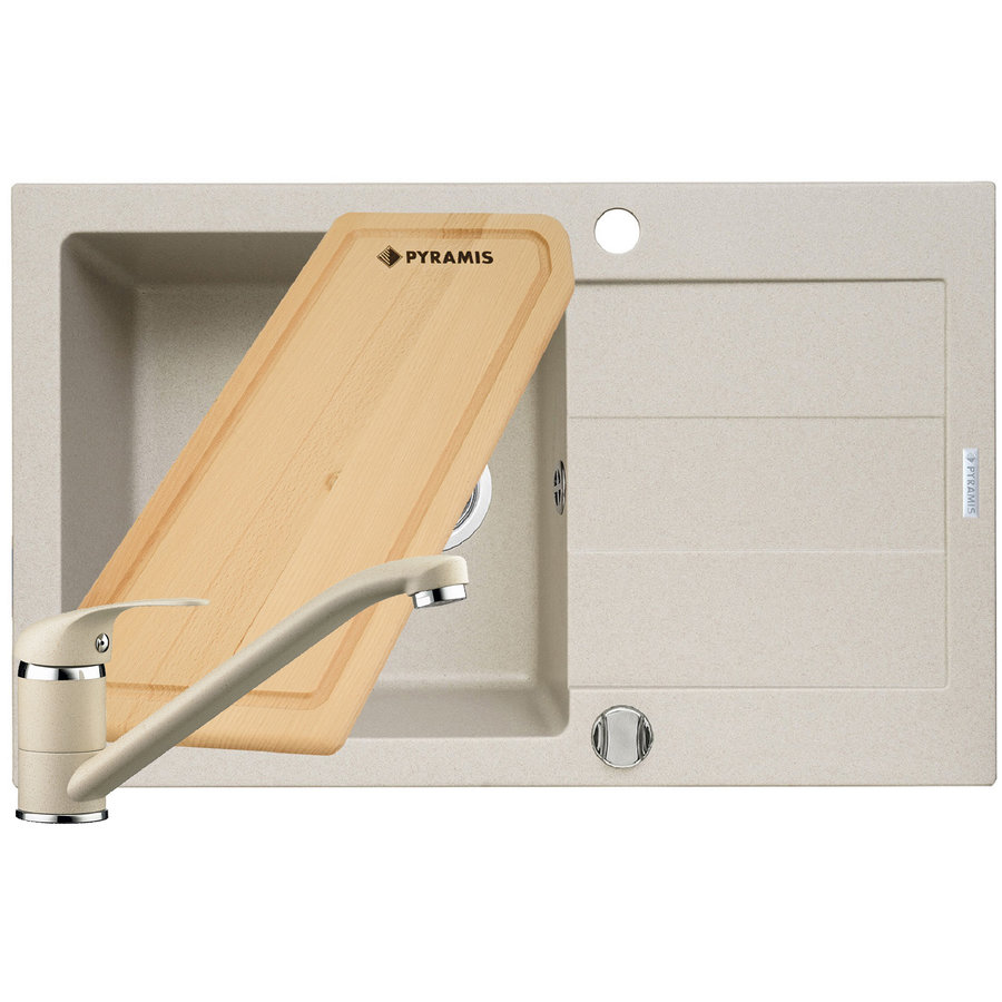 Set Chiuveta bucatarie granit SPARTA PLUS + Baterie Asalia + Tocator Beige