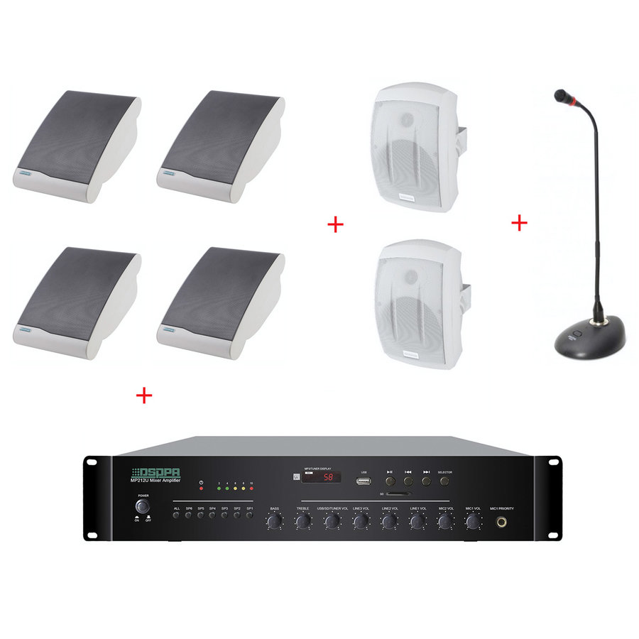 Pachet Sonorizare Biserica 120W Interior / Exterior cu Microfon de masa