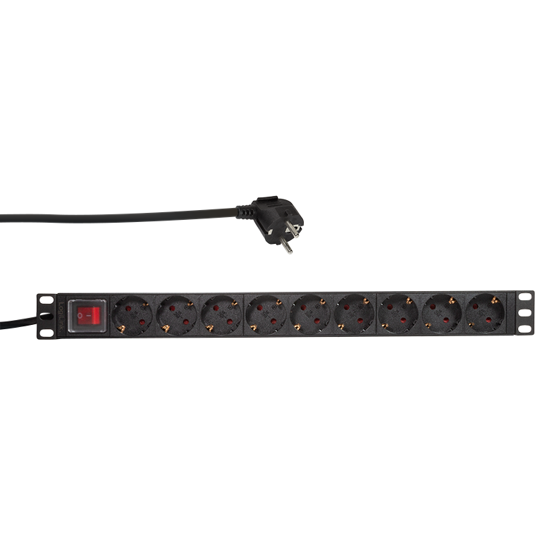 PDU 1U 19 inch 9x Schuko 2m Black