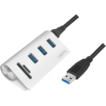 Hub USB CR0045 3x USB 3.2 gen 1 + Card reader Alb