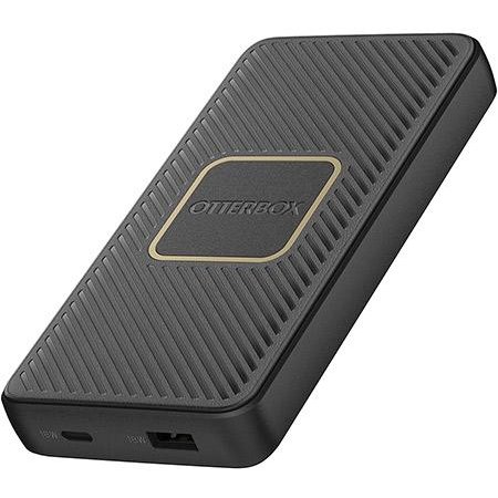 Baterie externa portabila Dual Port 10000 mAh Incarcare Wireless Qi Fast Charge Cablu inclus Negru