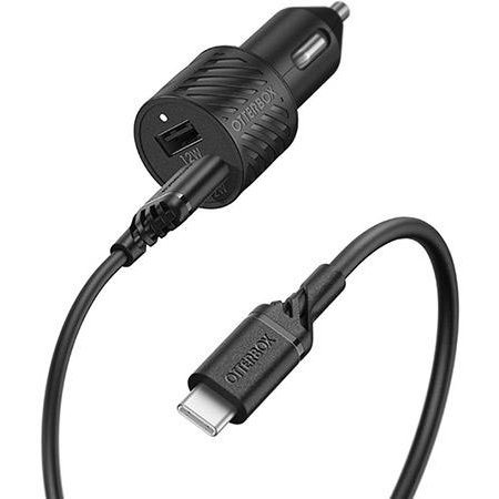 Incarcator auto Premium Dual USB Cablu USB-C inclus Putere 12W Negru