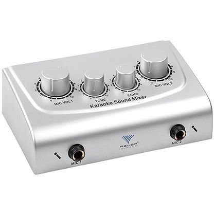 Mixer Karaoke 2 intrari Efect Ecou Control Volum pe fiecare canal Argintiu