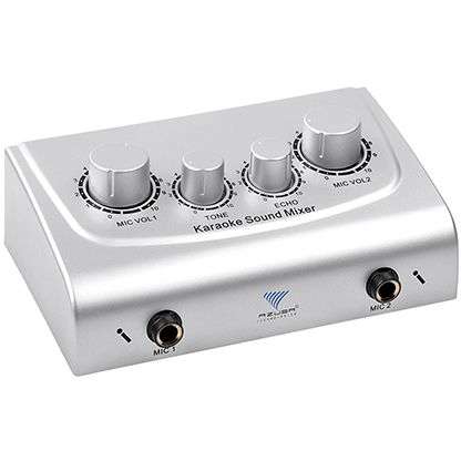 Mixer Karaoke Azusa 2 intrari Efect Ecou Control Volum pe fiecare canal Argintiu