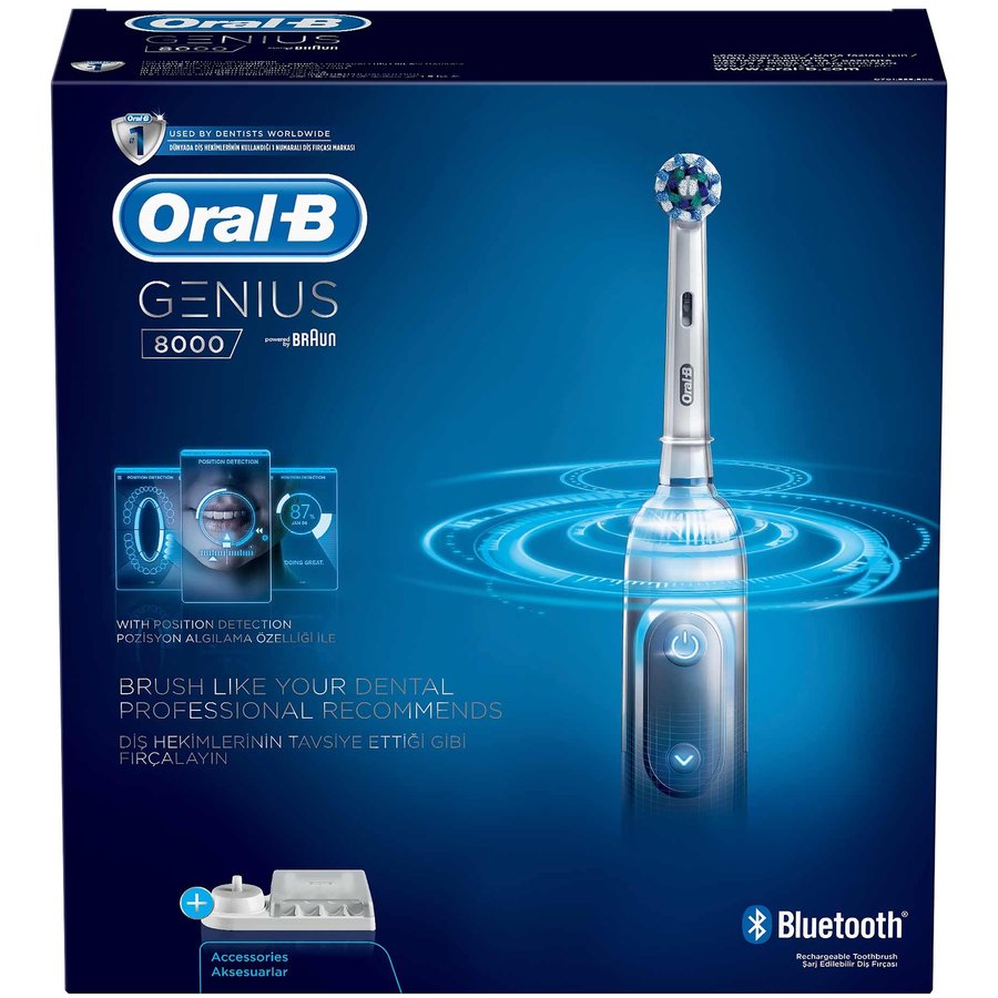 Periuta Electrica GENIUS 8000 5 programe de curatare Curatare 3D 40.000 de pulsatii Alb/Gri