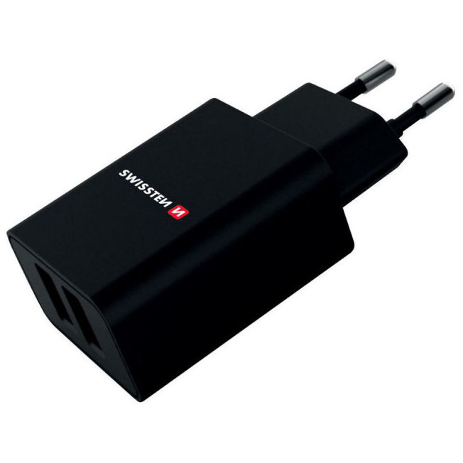 Adaptor priza 22 Negru 2USB/2A