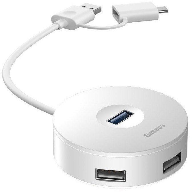 Adaptor HUB 5-in-1 USB/USB-C - 1x USB 3.0 3x USB 2.0 1x Micro-USB 12cm Alb