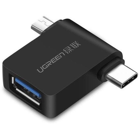 Adaptor 2 in 1 OTG USB-A 3.0 - USB-C/Micro-USB Black