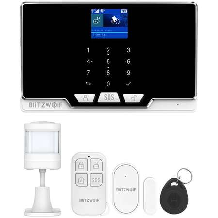 Sistem de alarma BlitzWolf BW-IS6, Set, WiFi, 2G, RF 433MHz, Alb