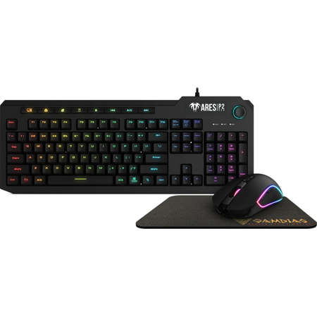 Kit gaming tastatura + mouse + mousepad Gamdias Ares P2 RGB Black