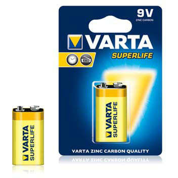 Baterie zinc-carbon Varta Superlife 9V  Marime 6F22 1 Bucata Galben