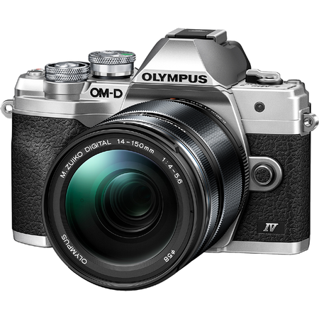 Aparat foto Mirrorless Olympus E-M10 Mark IV 14150 Silver + Obiectiv M.Zuiko Digital 14-150mm Black