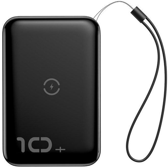 Baterie externa portabila Mini S Bracket Incarcare Wireless 10000 mAh Black