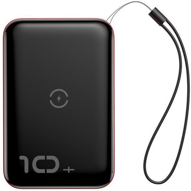 Baterie externa portabila Mini S Bracket Incarcare Wireless 10000 mAh Black/Red