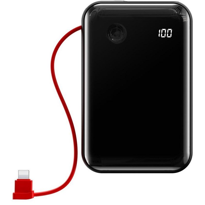 Baterie externa portabila cu cablu Lightning Mini S Digital Display 10000 mAh Black