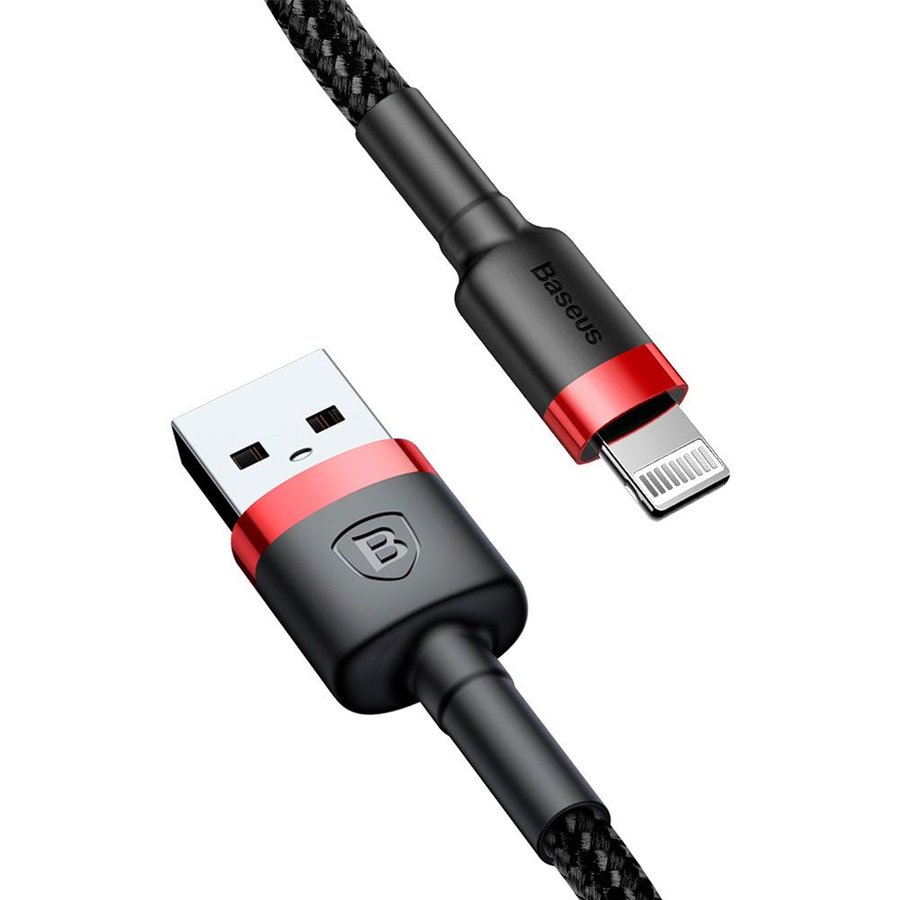 Cablu de date Kevlar USB Lightning 1m Rosu / Negru