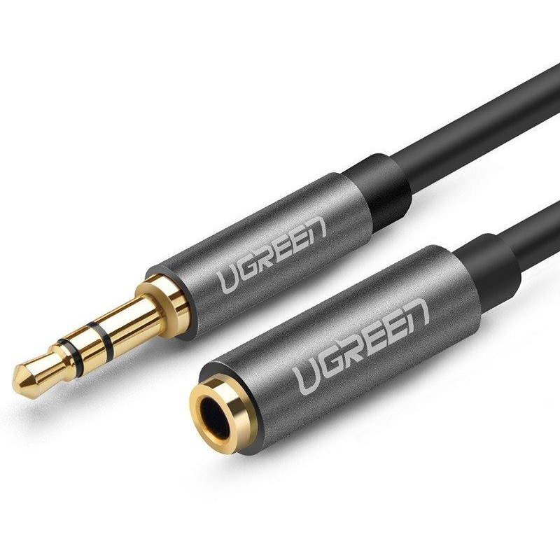 Cablu audio pentru extindere tata mini jack 3.5 mm la mama mini jack 3.5 mm 3m Negru/Gri