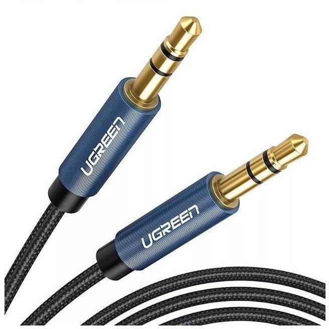 Cablu audio mini jack 3.5 mm AUX 1m Negru/Albastru