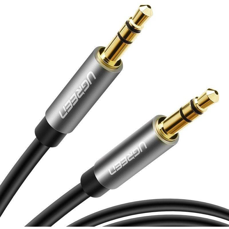 Cablu audio mini jack 3.5 mm AUX 1m Negru/Argintiu
