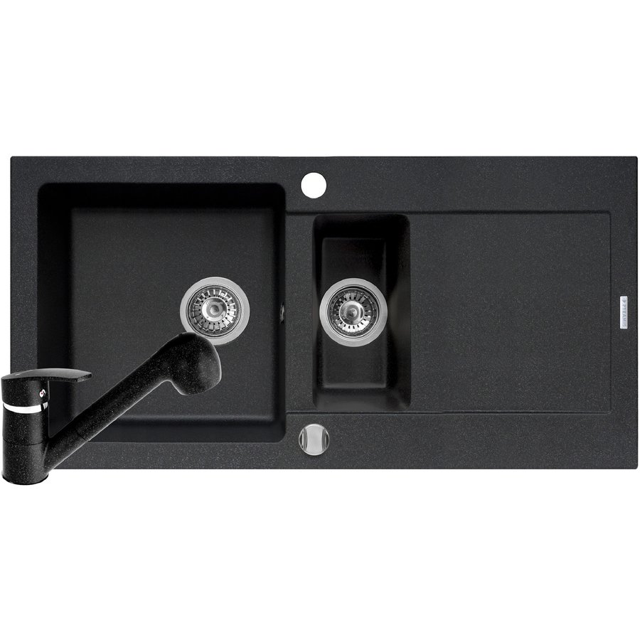 Set Chiuveta bucatarie MIDO 100x50 1 1/2B 1D + Baterie FIDO Black