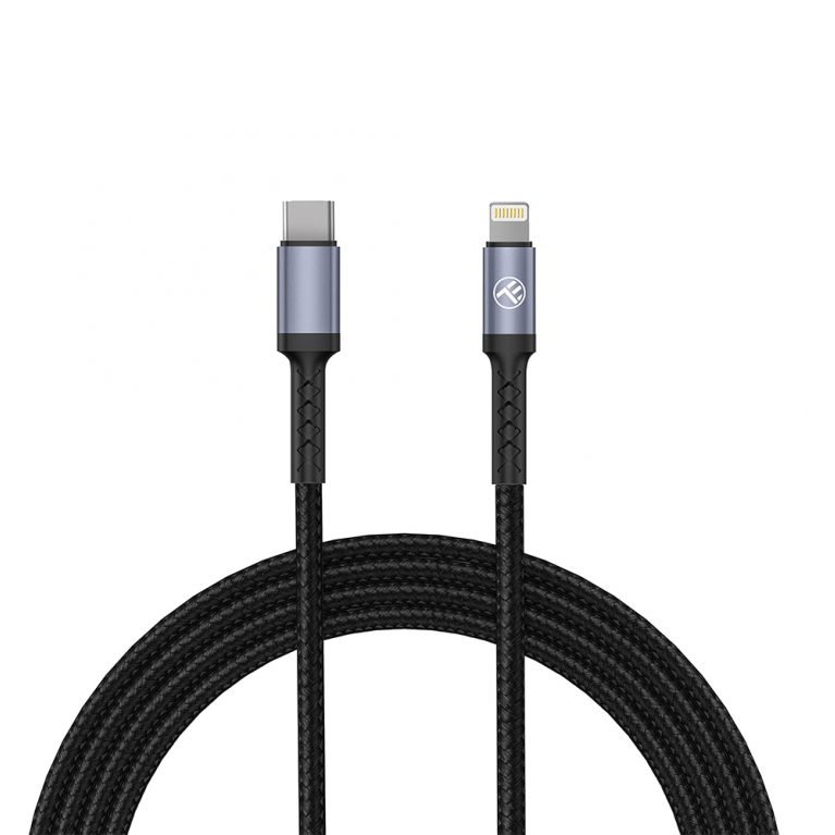 Cablu de date Type-C la Lightning 2A PD18W 1m nailon Negru