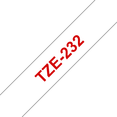 Banda laminata TZe-232 12mm 8m pentru imprimante Brother P-touch TZ / TZe Rosu pe Alb