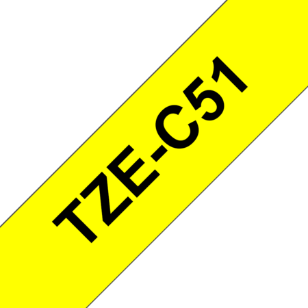 Banda laminata TZe-C51 24mm 5m pentru imprimante Brother P-touch TZ / TZe Negru pe Galben fluorescent
