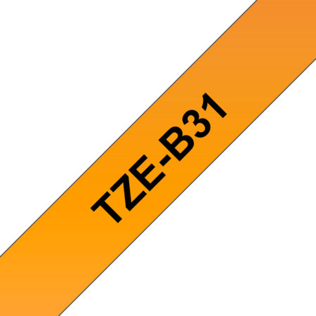 Banda laminata TZe-B31 12mm 5m pentru imprimante Brother P-touch TZ / TZe Negru pe Portocaliu fluorescent