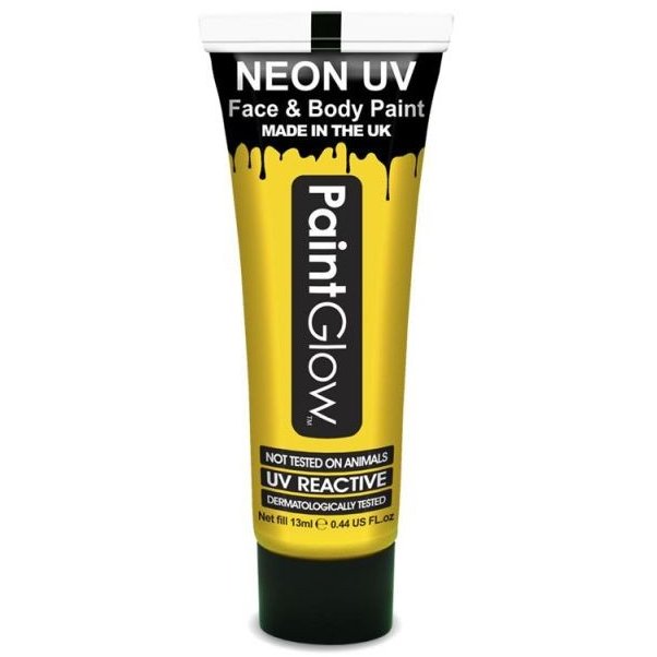 Vopsea UV neon pentru corp si fata fluorescenta Galben 13 ml