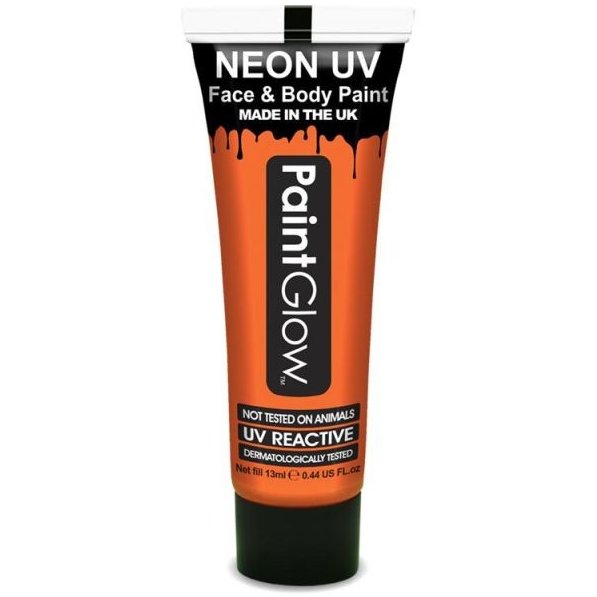 Vopsea UV neon pentru corp si fata fluorescenta Portocaliu 13 ml