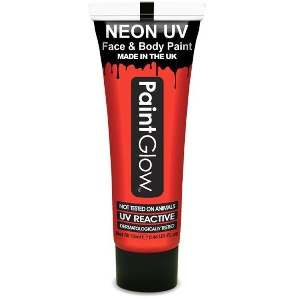 Vopsea UV neon pentru corp si fata fluorescenta Rosu 13 ml