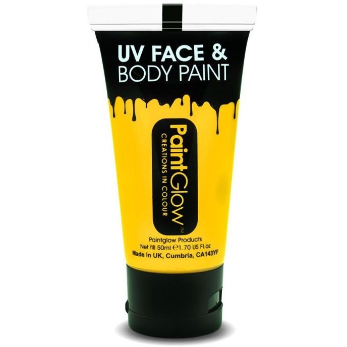 Vopsea Neon reactiva UV pentru bodypainting Galben 50 ml