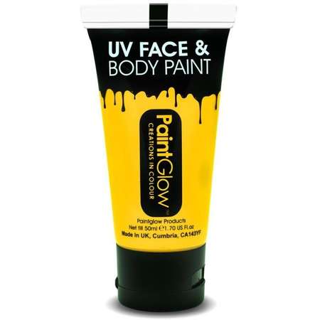Vopsea Neon reactiva UV pentru bodypainting Paint Glow Galben 50 ml