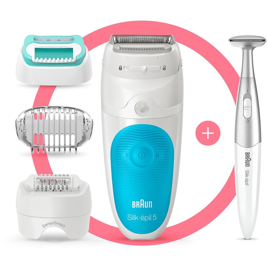 Epilator Silk-epil S5-810 Tehnologie MicroGrip 28 de Pensete Alb/Albastru