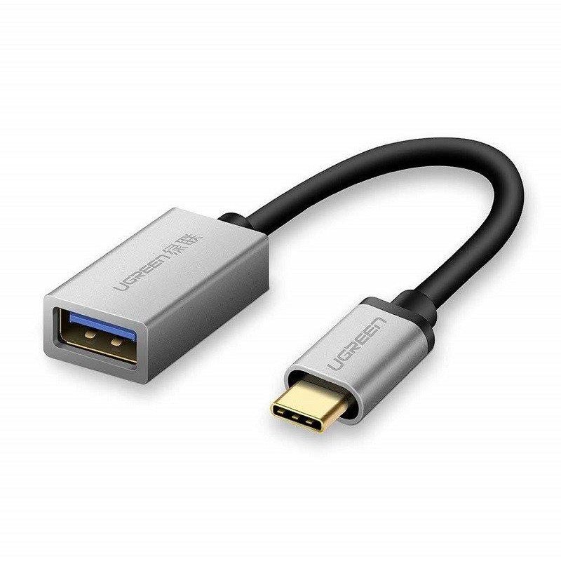 Adaptor OTG US203 USB mama - USB-C tata Quick Charge 3.0 5V 2A 10cm Negru/Argintiu