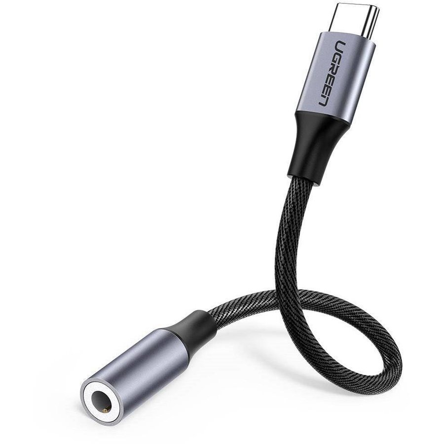 Adaptor tata USB-C la mama jack 3.5 mm 10cm Negru/Argintiu