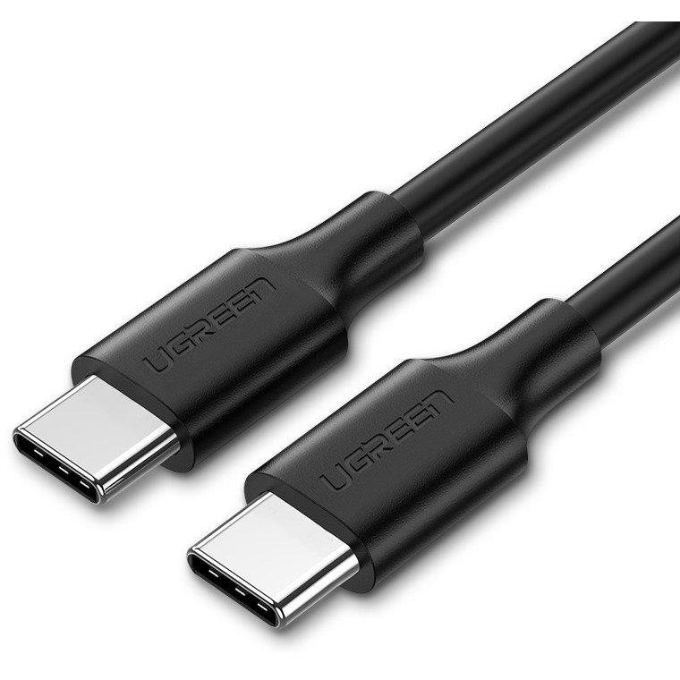 Cablu pentru incarcare si transfer de date US287 Nickel 2x USB Type-C 5V 2A 50cm Negru