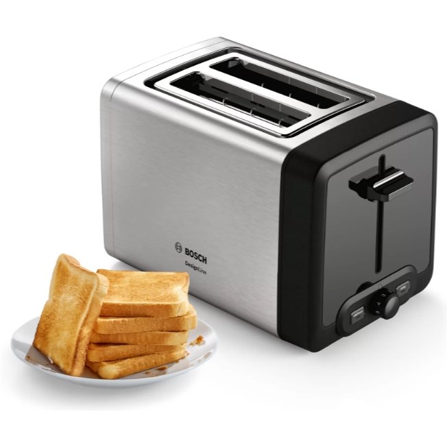 Prăjitor pâine compact Bosch TAT4P420 2 felii 970W Silver Black — imaginea 2
