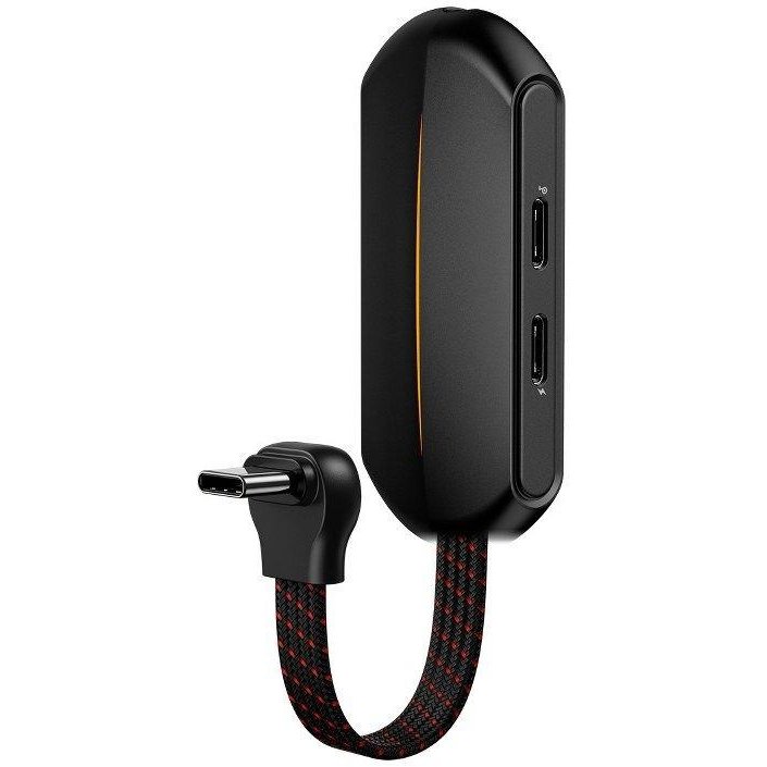 Adaptor GAMO L49 3 in 1 tata USB-C la 2x mama USB-C si jack 3.5 mm Quick Charge 18W Negru