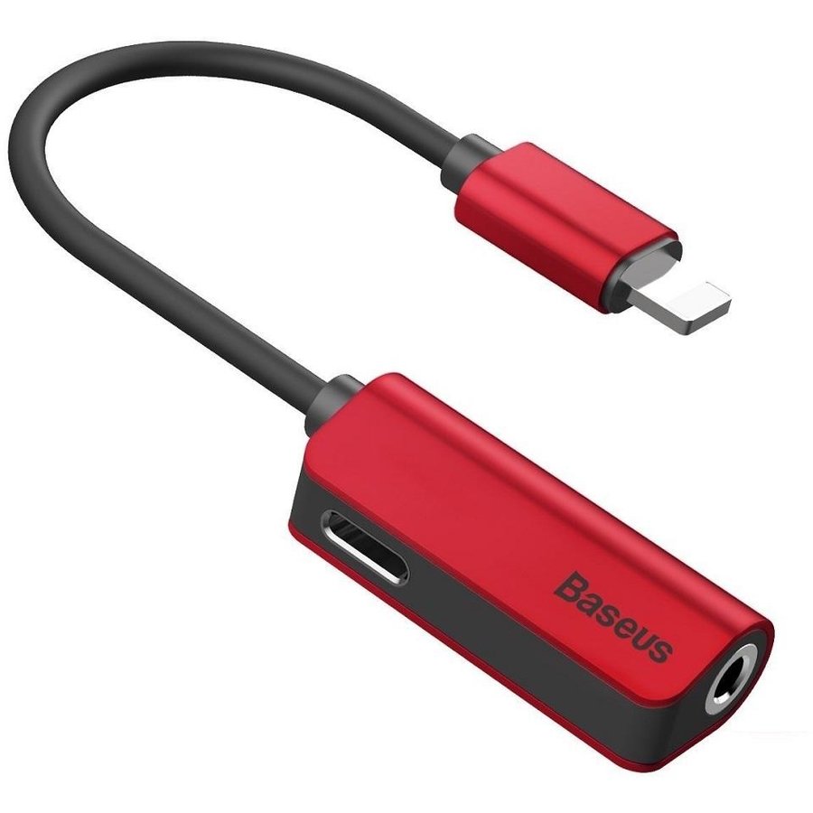 Adaptor L32 tata Lightning la mama Lightning si jack 3.5 mm 1.5A 12 cm Rosu