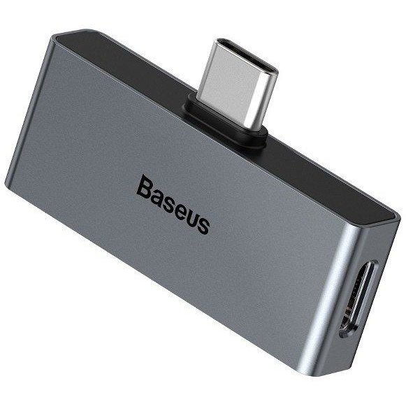 Adaptor L57 tata USB-C la mama USB-C si jack 3.5 mm Quick Charge 3.0 2A Gri