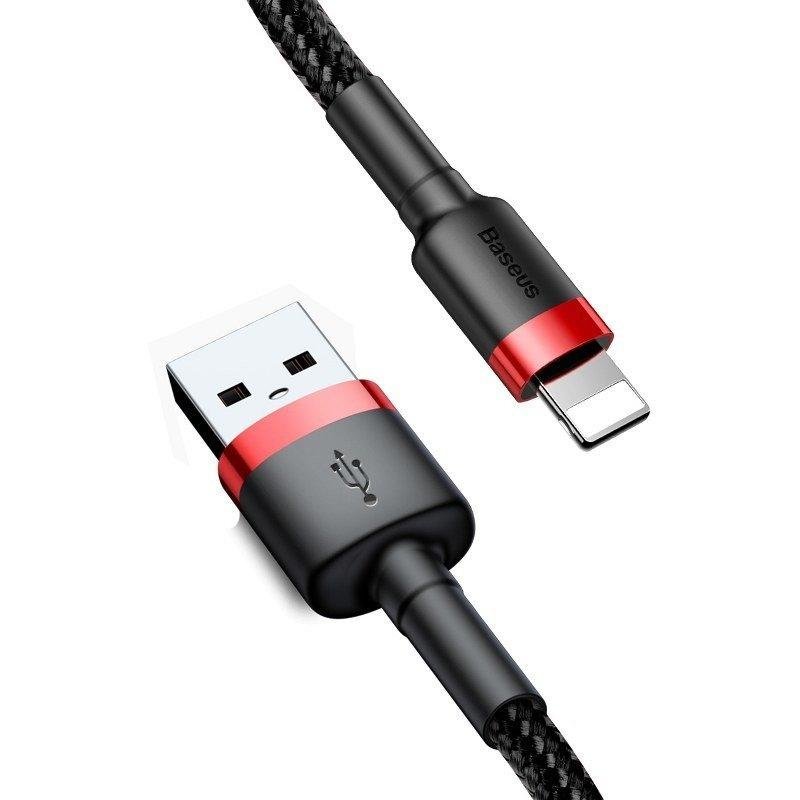 Cablu de date Cafule USB/Lightning 50cm Negru/Rosu