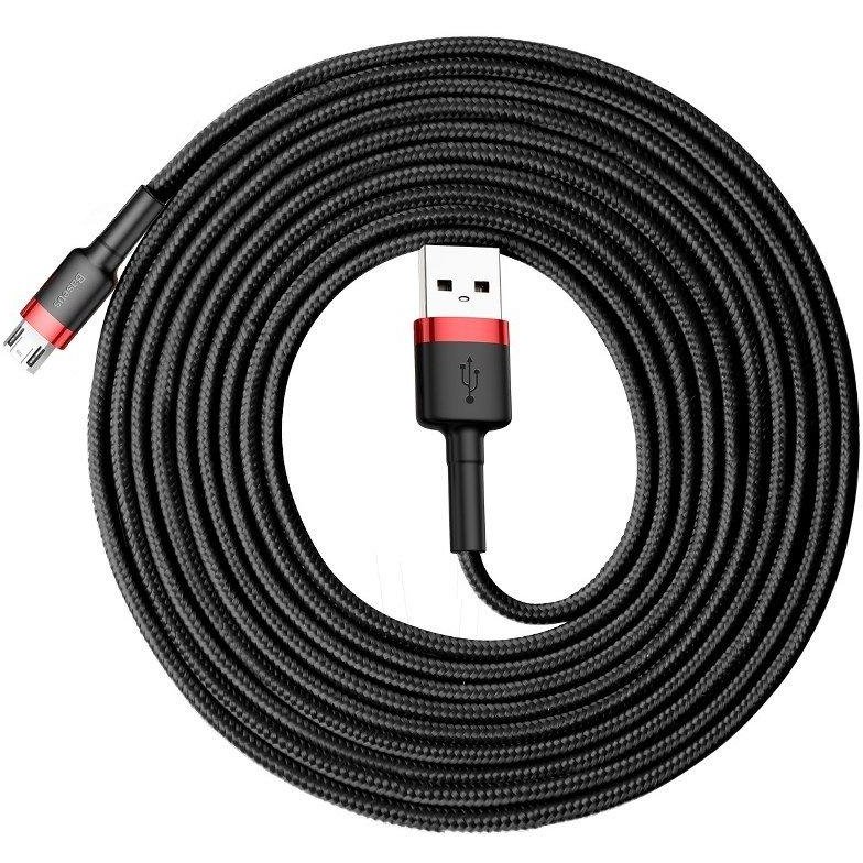 Cablu de date Cafule USB/Micro-USB 3m Negru/Rosu